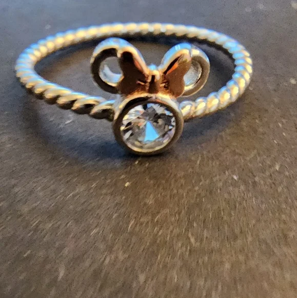 Minnie Mouse Braided Rose Gold Bow Size 8 925 Ring - Picture 3 of 9